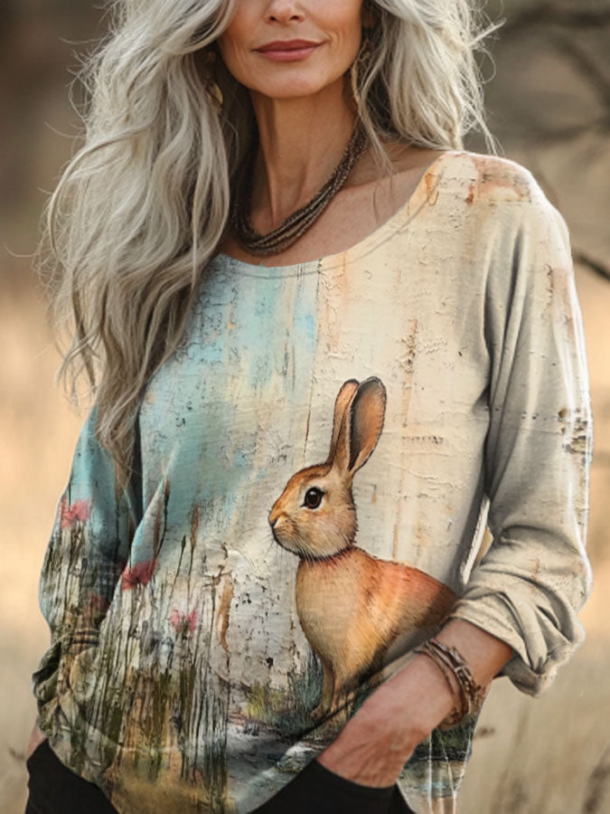 Women's Easter Bunny Art Printed Top