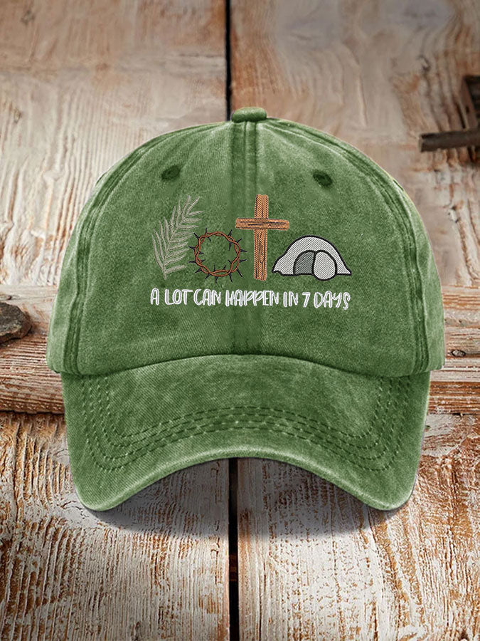 Unisex Easter Faith A Lot Can Happen In 7 Days Printed Hat