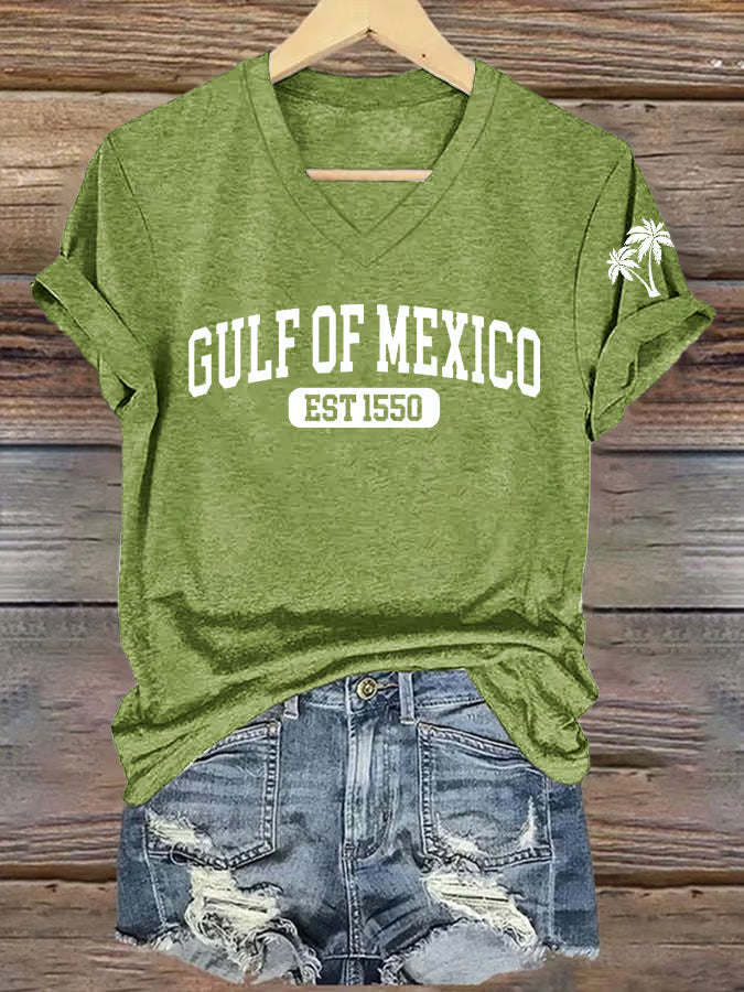 Women's Gulf Of Mexico Printed V Neck Tee