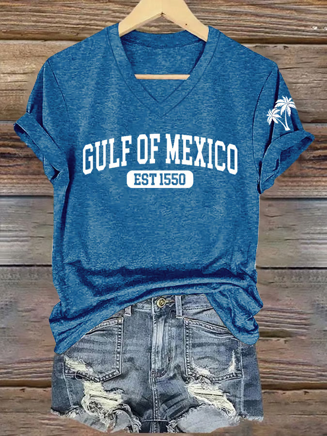 Women's Gulf Of Mexico Printed V Neck Tee