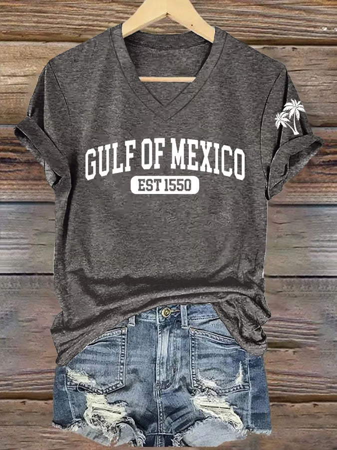 Women's Gulf Of Mexico Printed V Neck Tee