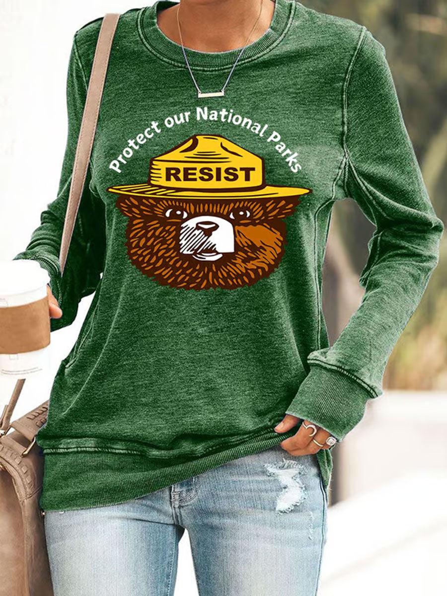 Women's Protect Our National Park Bear Printed Sweatshirt