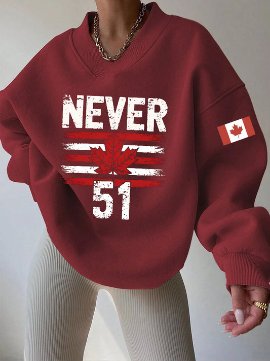 Women's Never 51st State Canada Print V-Neck Sweatshirt