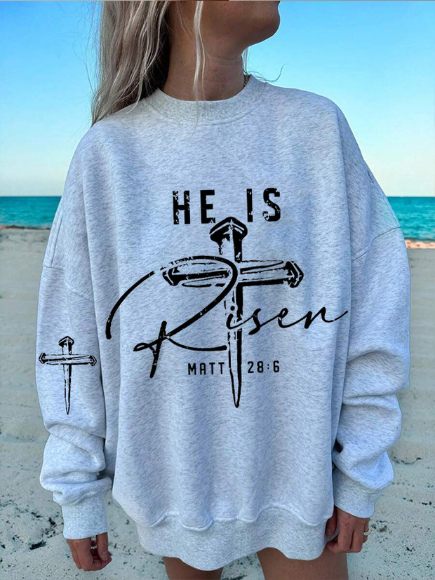 Women's Easter He Is Rise Print Sweatshirt