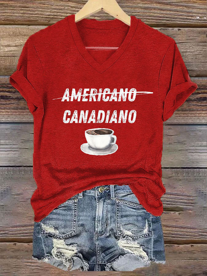 Women's Canada Printed V-neck T-Shirt