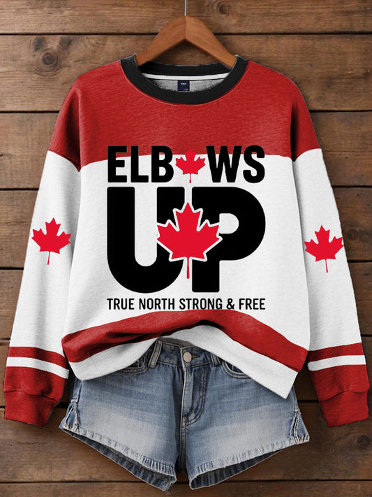 Women's Canada Elbows Up True North Strong&Free Printed Sweatshirt