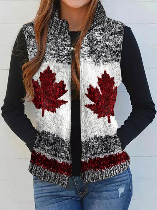 Women's Canadian Maple Leaf Print Vest