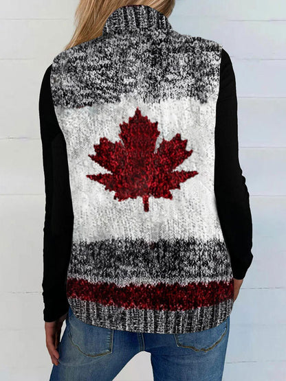 Women's Canadian Maple Leaf Print Vest