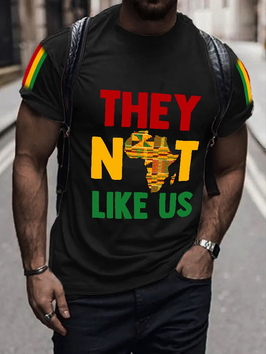 Men's Black History Pride Kente Africa Map T Shirt