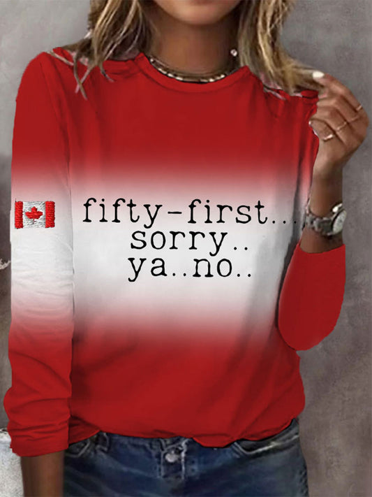 Women's Canada 51 Sorry No Printed Long Sleeve Top