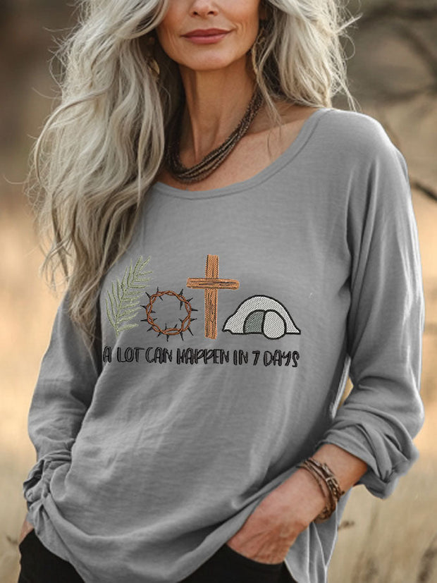 Women's Easter Faith A Lot Can Happen In 7 Days Printed Top