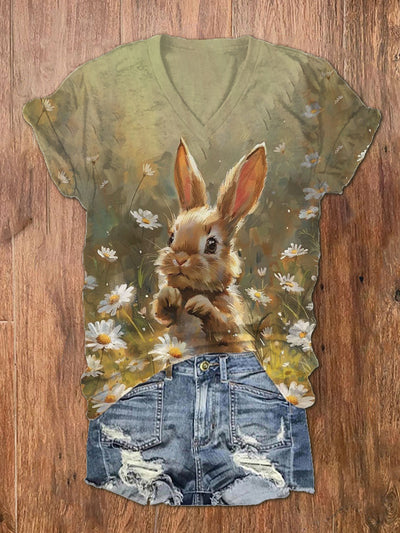 Women's Easter Bunny Print T-Shirt