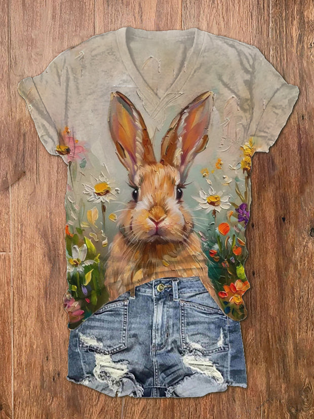 Women's Easter Bunny Print T-Shirt