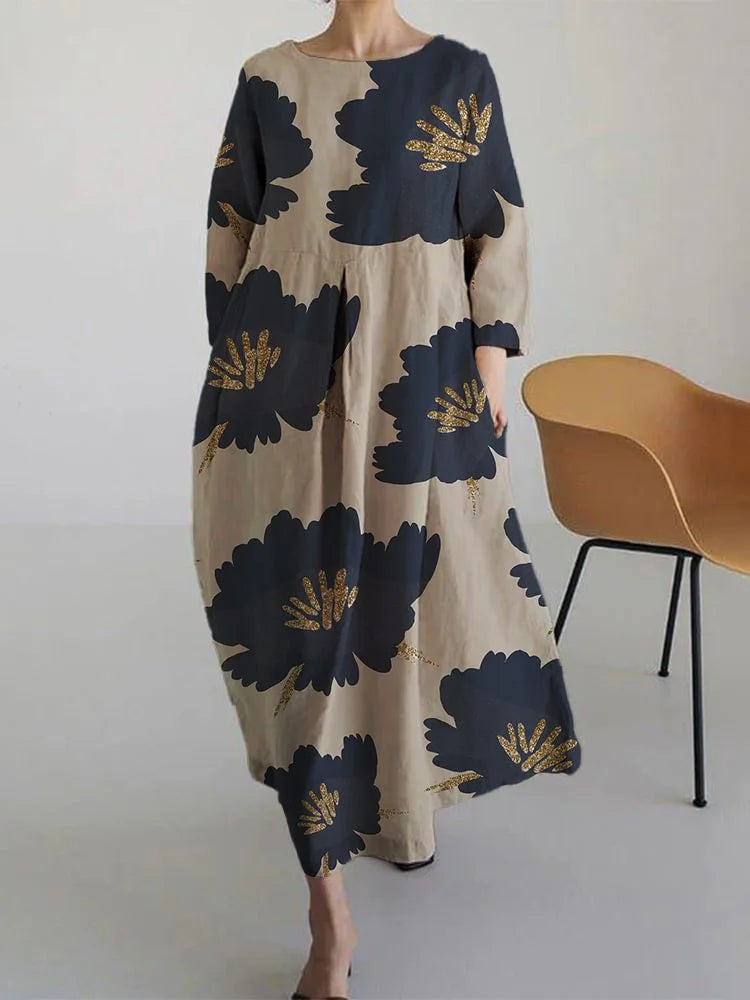 Women's Japanese Art Floral Print Casual Dresses