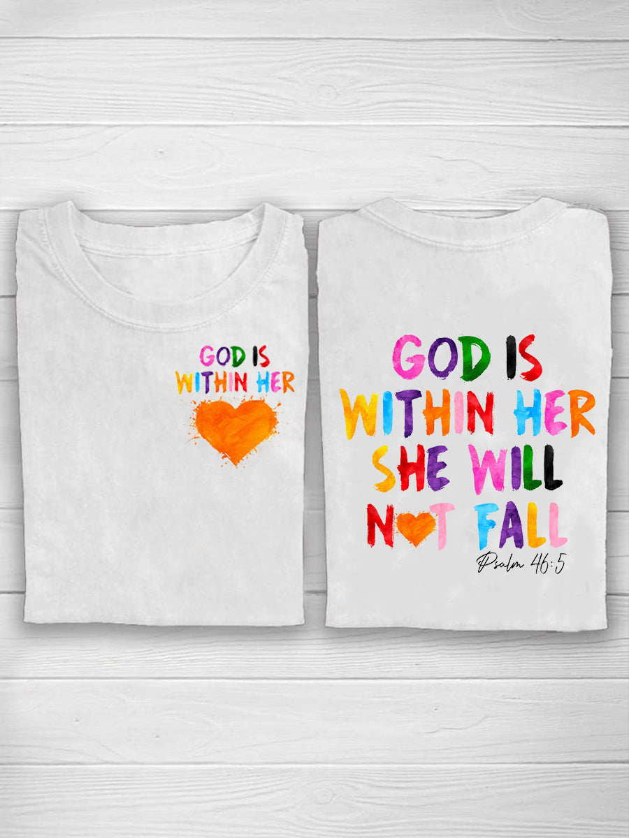 Women's God Is Within Her Printed Crew Neck T-Shirt