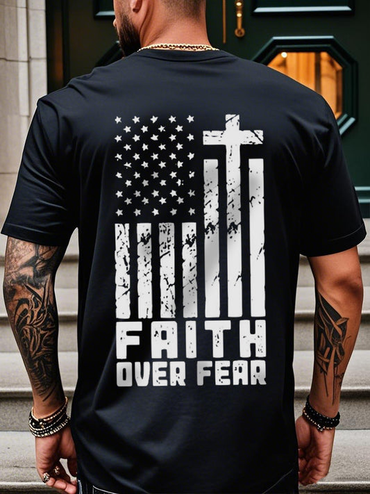 Men's 'Faith over fear' printed T-shirt