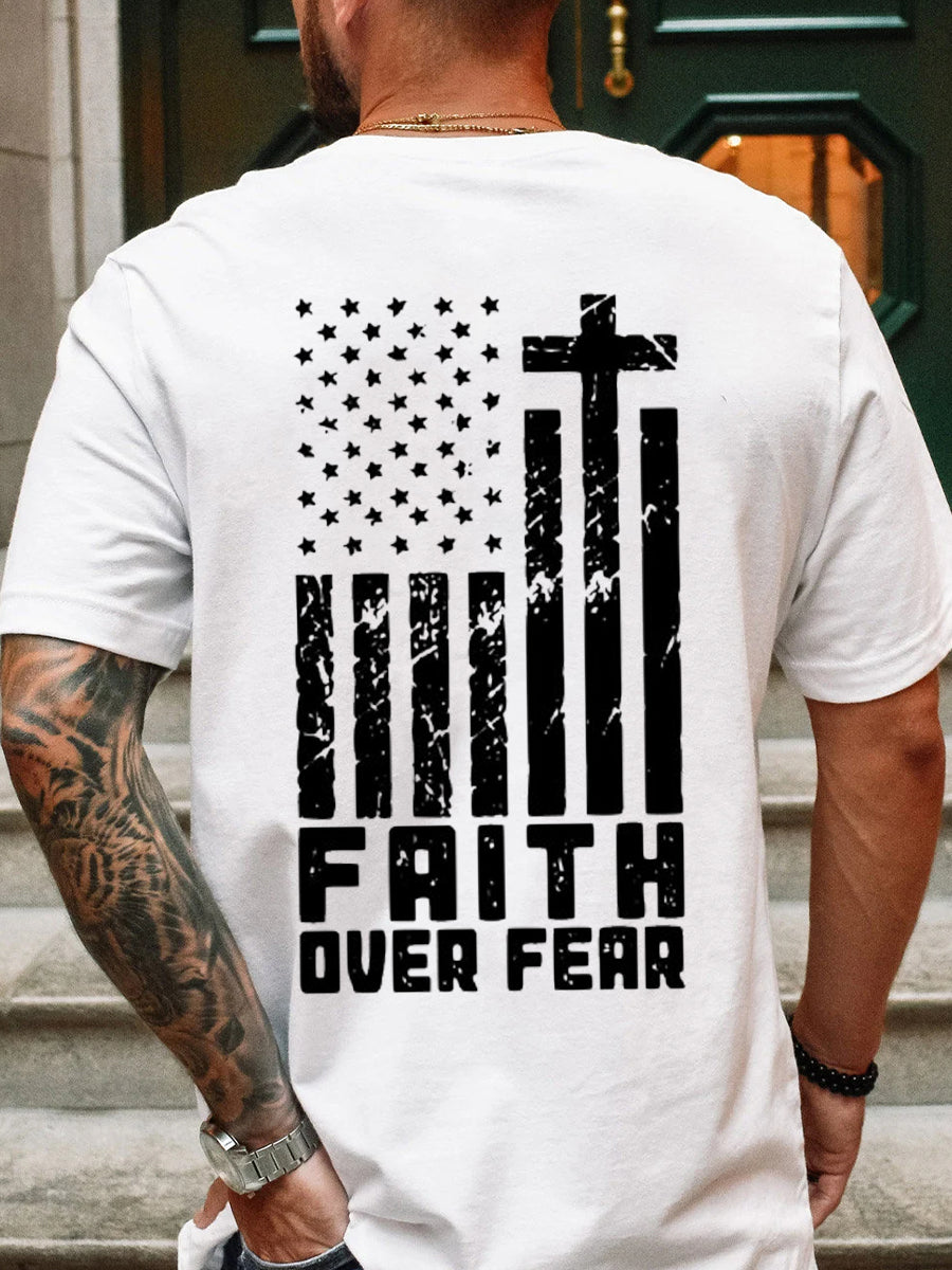 Men's 'Faith over fear' printed T-shirt