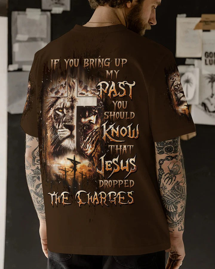 Men's Jesus Dropped The Charges Lion Print T-shirt