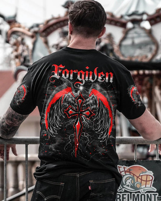 Men's Forgiven Cross Wings Print T-shirt