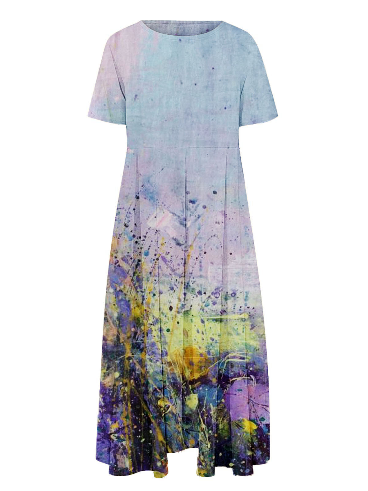 Women's Purple Oil Painting Printed Loose Casual Dresses