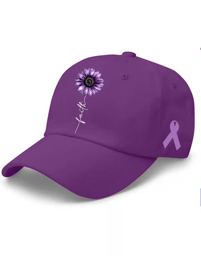 Unisex Sunflower Faith Purple Ribbon Alzheimer's Awareness Support Hat