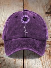 Unisex Sunflower Faith Purple Ribbon Alzheimer's Awareness Support Hat