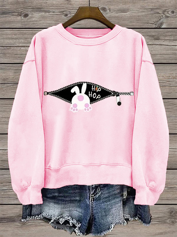 Women's Funny Easter Hip Hop Bunny Casual Sweatshirt