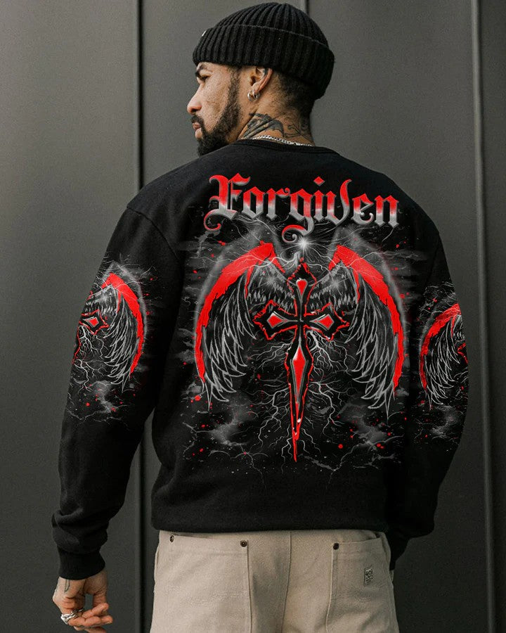 Men's Forgiven Cross Wings Print Sweatshirt