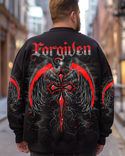 Men's Forgiven Cross Wings Print Sweatshirt