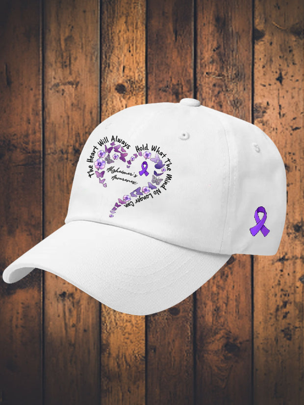 Unisex Alzheimer's Awareness The Heart Will Always Hold What The Mind No Longer Can Printed Hat