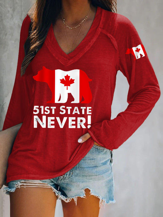 Women's Canada Is Not For Sale, 51st State Never Long-Sleeve Top