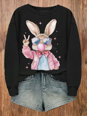 Women's Rabbit Art Print Sweatshirt