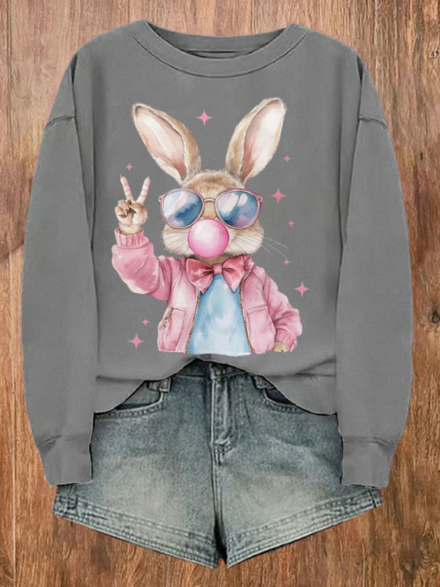 Women's Rabbit Art Print Sweatshirt