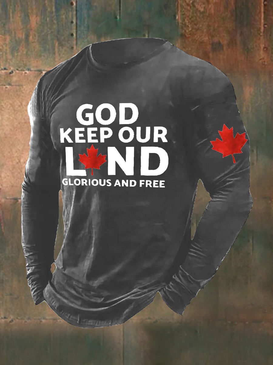 Men's Retro God Keep Our Land Glorious And Free Print T-Shirt