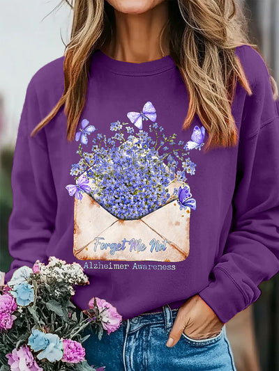 Women's Forget-Me-Not  Alzheimer's Awareness Sweatshirt