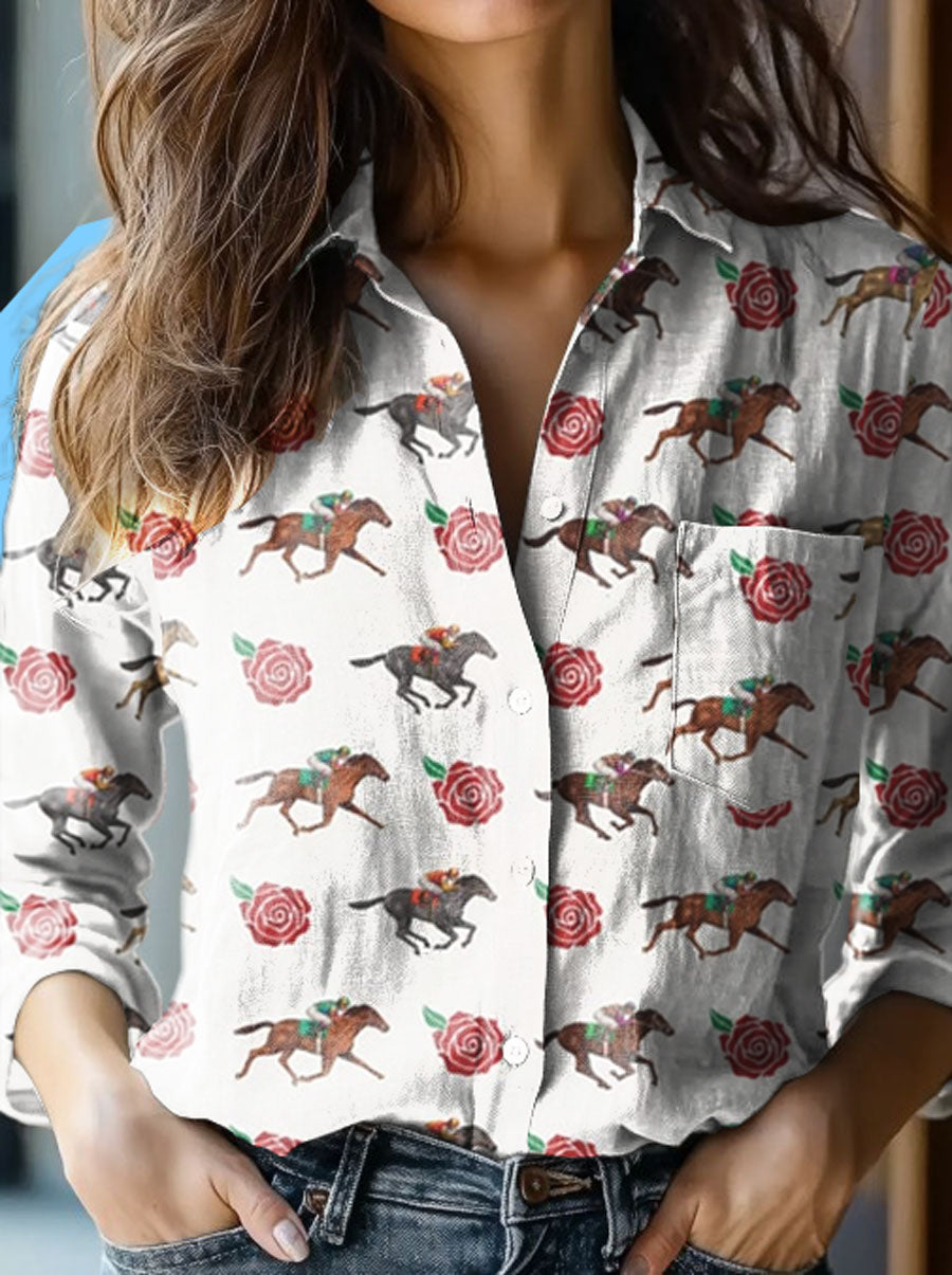 Women's Derby Day Printed Casual Shirt