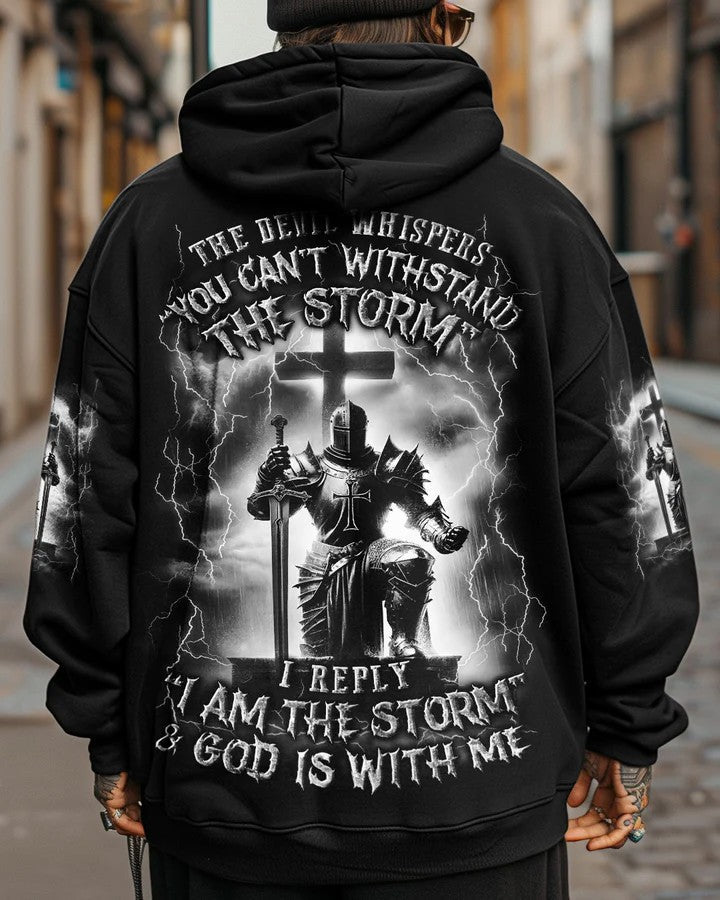 Men's I Am The Storm And God Is With Me Print Hoodie