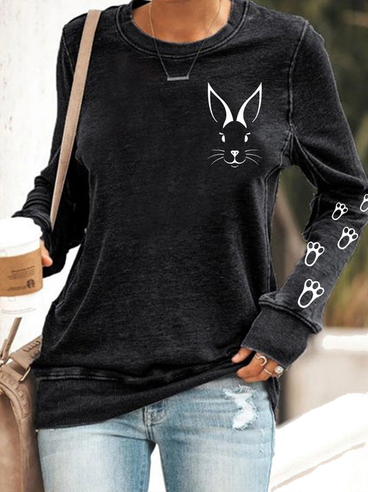 Women's Easter Bunny Print Sweatshirt