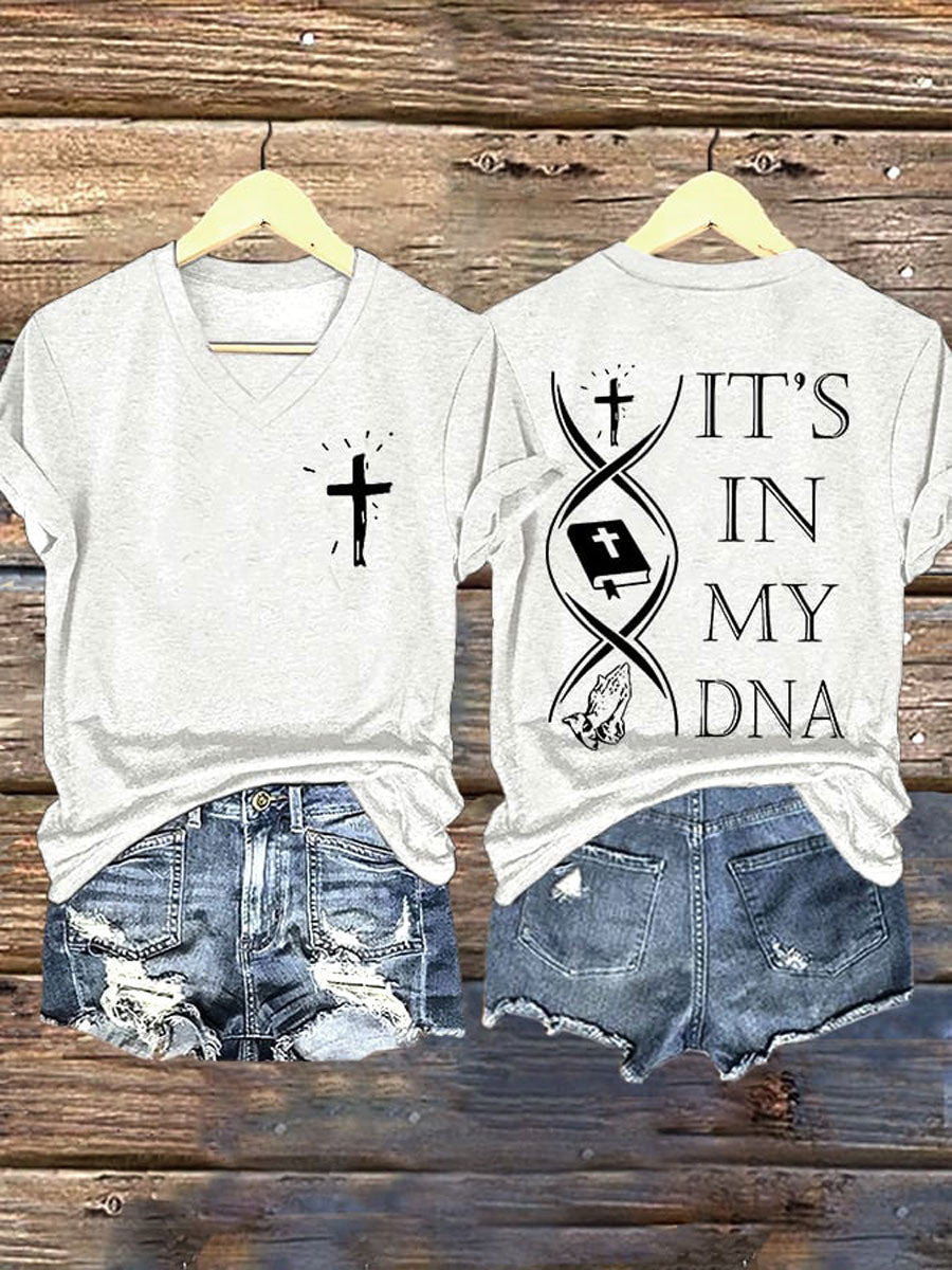 Women's This Is My DNA Printed V-Neck T-Shirt