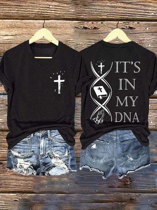 Women's This Is My DNA Printed V-Neck T-Shirt