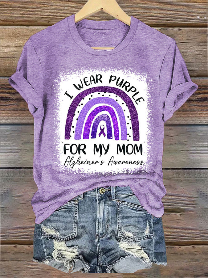 Women's I Wear Purple For My Mom Alzheimer's Awareness Tee