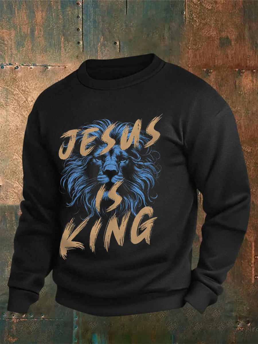 Men's Jesus Is King Bible Verse Crew Neck Sweatshirt