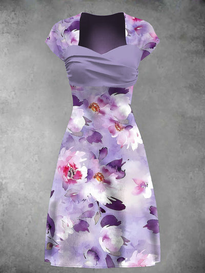 Women's Purple Floral Alzheimer Awareness Printed Dress