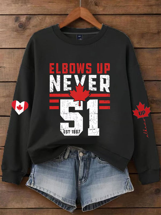 Women's Canada Elbows Up Never 51st Casual Long Sleeve Sweatshirt