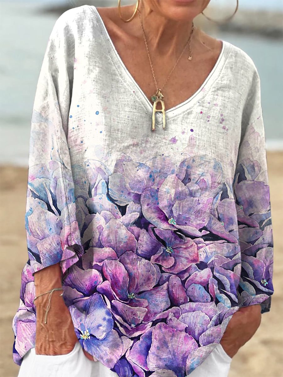 Women's Purple Floral Alzheimer Awareness Printed Top