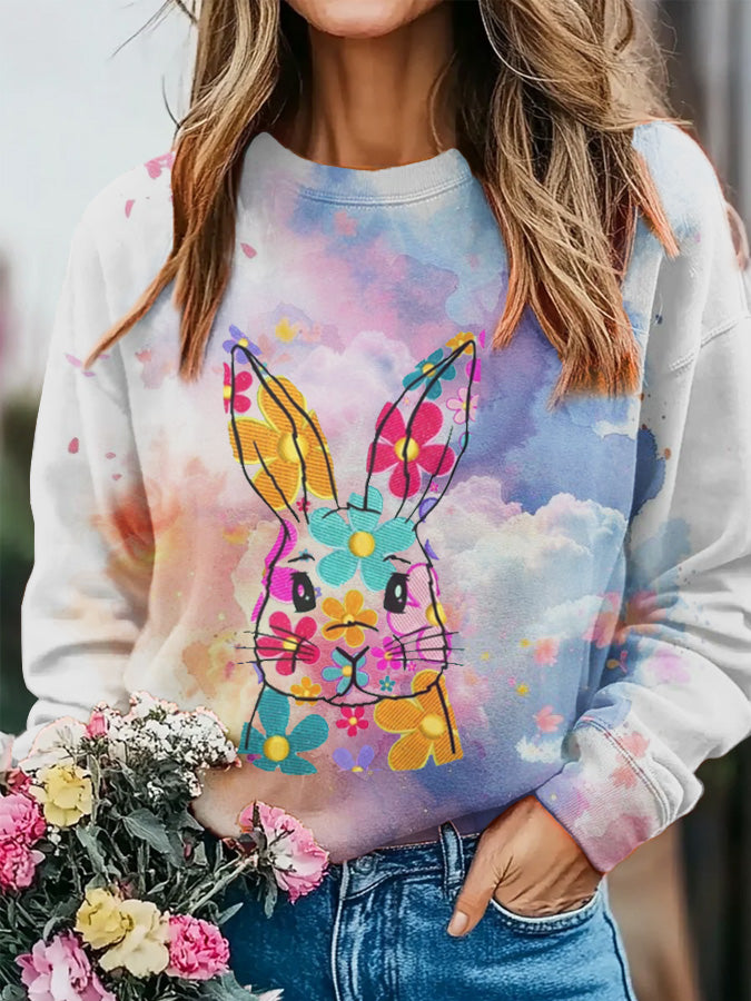 Women's Easter Theme Crew Neck Sweatshirt