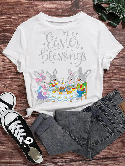 Women's Easter Bunny Print T-Shirt