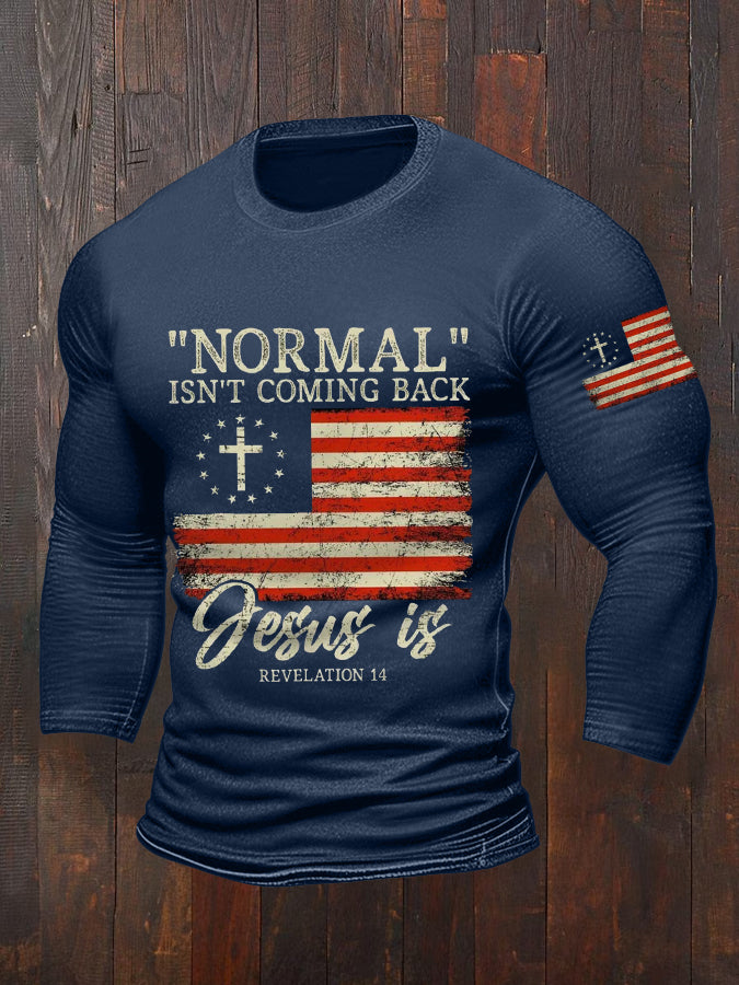 Men's Normal Isn't Coming Back, Jesus Is. Christian Faith Long-Sleeve T-Shirt