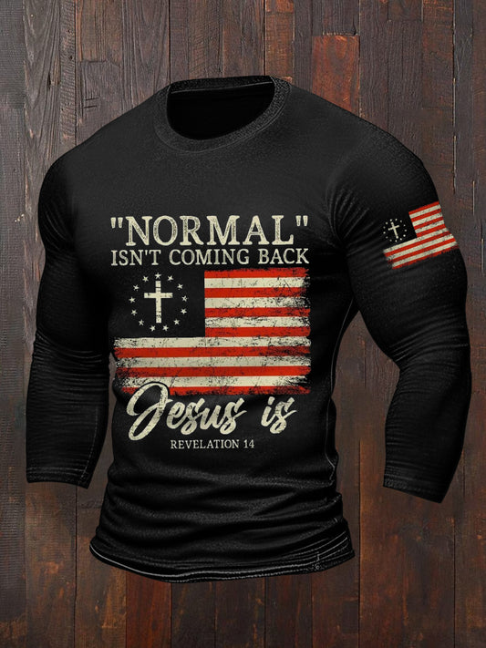 Men's Normal Isn't Coming Back, Jesus Is. Christian Faith Long-Sleeve T-Shirt