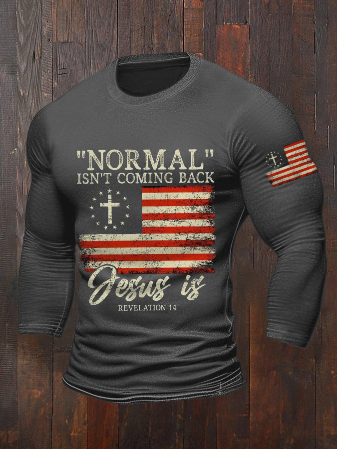 Men's Normal Isn't Coming Back, Jesus Is. Christian Faith Long-Sleeve T-Shirt